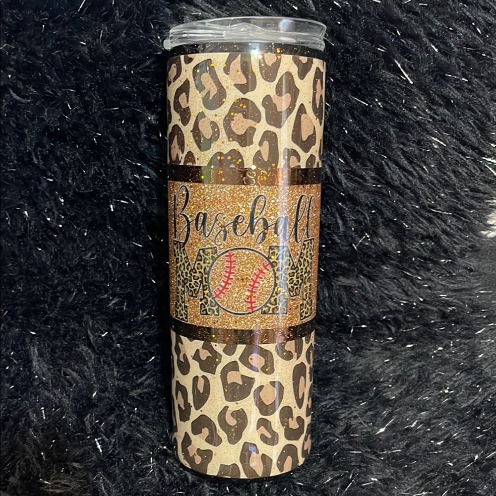 Leopard Print Baseball Mom 30oz handmade tumbler